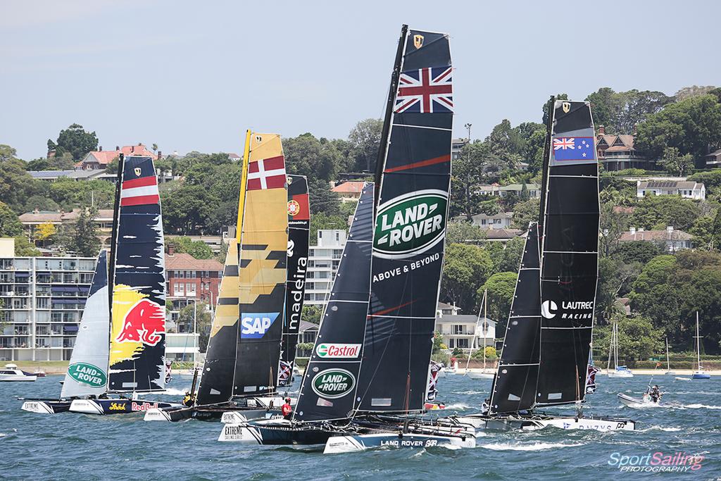 Start of racing in Act Eight of the ESS - Extreme Sailing Series - Sydney © Beth Morley - Sport Sailing Photography http://www.sportsailingphotography.com